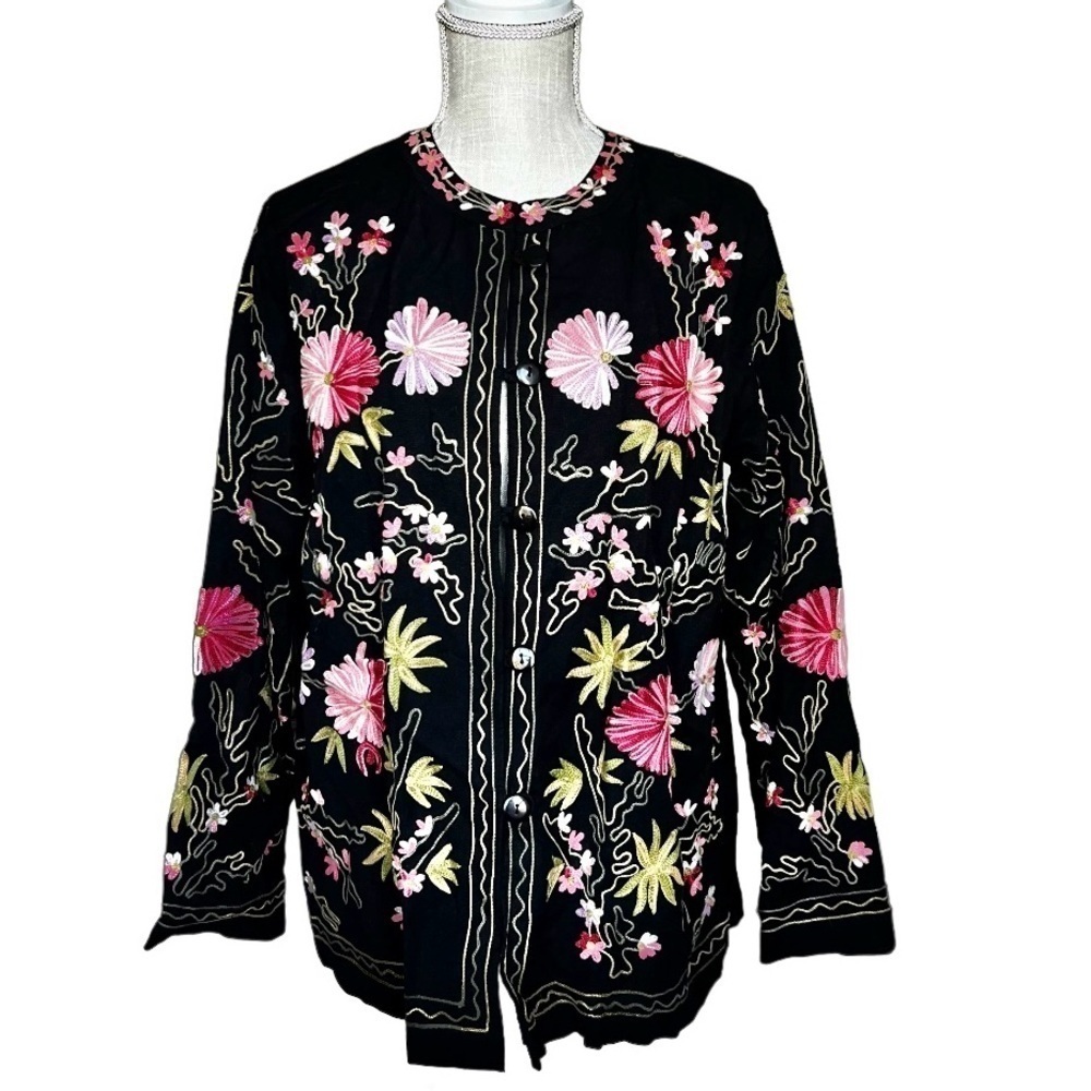 Bedford Faire Floral Embroidered Jacket Size Large